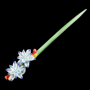 Handmade Porcelain China Hair Stick Water Lilies Pink